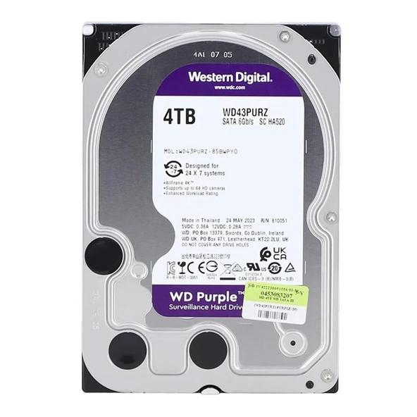 WD PURPLE 4TB 5400Rpm 256MB -WD43PURZ