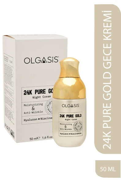 24K Ayar Saf Altın Nemlendirici Gece Kremi 50 Ml - Saf Altın Parçacıklı Kırışıklık Önleyici Bakım