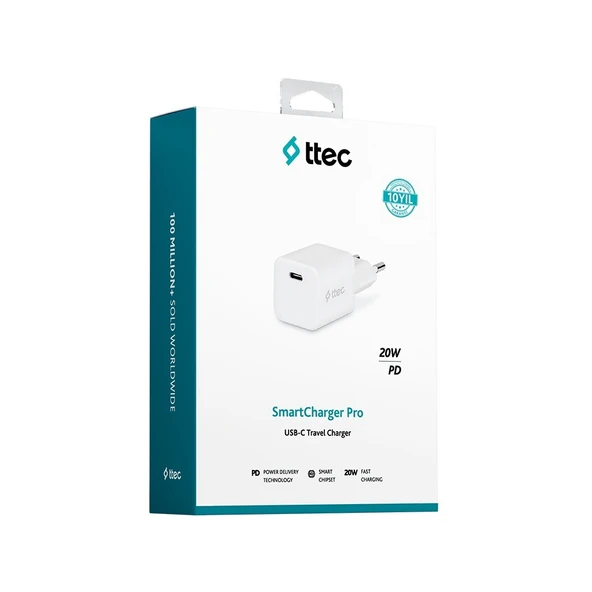 Ttec Smart Charger Pro PD 20W Şarj Aleti (Type-C Şarj Adaptörü ) Beyaz-2SCP01B - Resim 5