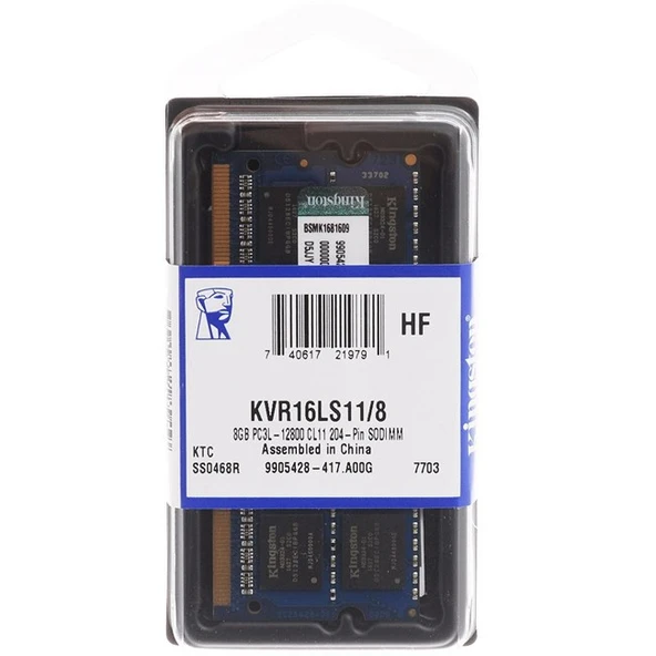 KİNGSTON 8GB 1600 DDR3L KVR16LS11/8WP (NB)