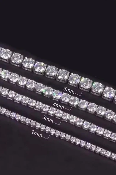 Kadın 316 L Çelik Vip Seri Antialerjik Baget Zirkon Taşlı Su Yolu Bileklik  Ölçüleri 17cm + 3 cm uzatma 4MM Taş Boyutu - Resim 6