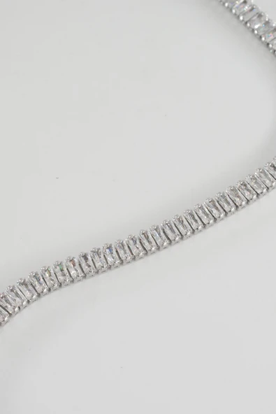 Kadın 316 L Çelik Vip Seri Antialerjik Baget Zirkon Taşlı Su Yolu Bileklik  Ölçüleri 17cm + 3 cm uzatma 5 MM Taş Boyutu - 2