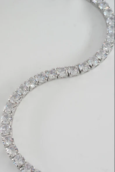 Kadın 316 L Çelik Vip Seri Antialerjik Baget Zirkon Taşlı Su Yolu Bileklik  Ölçüleri 17cm + 3 cm uzatma 5MM Taş Boyutu - Resim 5