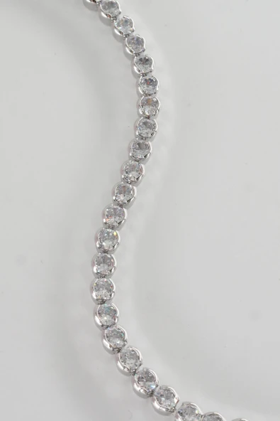 Kadın 316 L Çelik Vip Seri Antialerjik Baget Zirkon Taşlı Su Yolu Bileklik  Ölçüleri 17cm + 3 cm uzatma - Resim 2