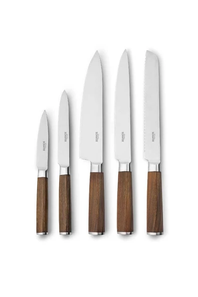 Schafer Solide Ahşap Bıçak Seti - 6 Parça Kahve-kah03 - 2