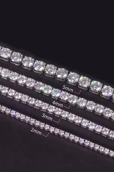 Kadın 316 L Çelik Vip Seri Antialerjik Baget Zirkon Taşlı Su Yolu Bileklik  Ölçüleri 17cm + 3 cm uzatma 4MM Taş Boyutu - Resim 3