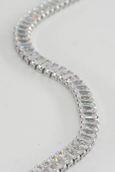 Kadın 316 L Çelik Vip Seri Antialerjik Baget Zirkon Taşlı Su Yolu Bileklik  Ölçüleri 17cm + 3 cm uzatma 7 MM Taş Boyutu - Resim 3