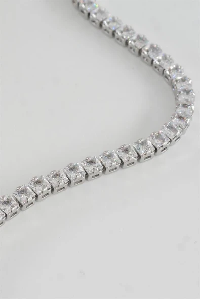 Kadın 316 L Çelik Vip Seri Antialerjik Baget Zirkon Taşlı Su Yolu Bileklik  Ölçüleri 17cm + 3 cm uzatma 4MM Taş Boyutu - Resim 5