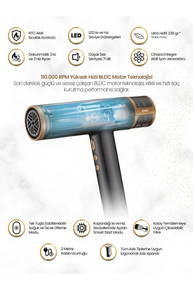 Relux Rhd9190b Keratincare Bldc Saç Kurutma Makinesi 1900w, Hızlı, Sessiz Kurutma - 3