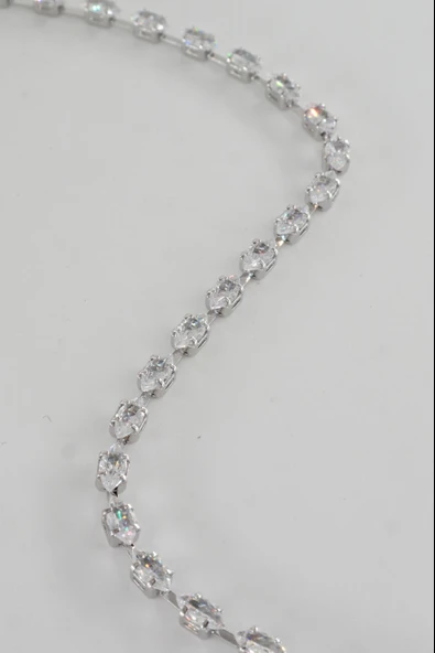 Kadın 316 L Çelik Vip Seri Antialerjik Baget Zirkon Taşlı Su Yolu Bileklik  Ölçüleri 17cm + 3 cm uzatma 6 MM Taş Boyutu - Resim 2