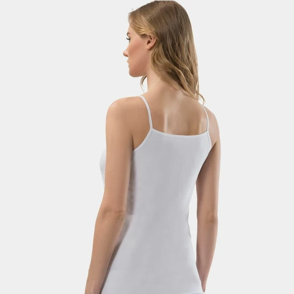 Türen Kadın Güpür Detaylı İp Askılı Kaşkorse 2'li Pamuklu Atlet 219/Beyaz - 4