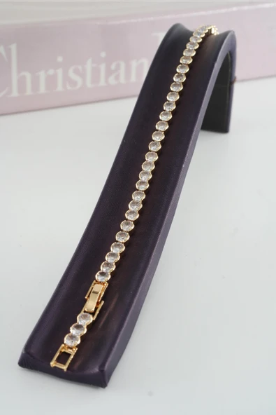 Kadın 316 L Çelik Vip Seri Antialerjik Baget Zirkon Taşlı Su Yolu Bileklik  Ölçüleri 17cm + 3 cm uzatma ürün görseli