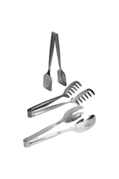 AKPA HOME Çelik 3lü Pasta-Makarna-Salata Maşa Seti - 3