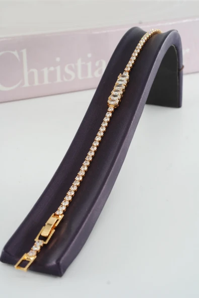 Kadın 316 L Çelik Vip Seri Antialerjik Baget Zirkon Taşlı Su Yolu Bileklik  Ölçüleri 17cm + 3 cm uzatma 6 MM Taş Boyutu ürün görseli