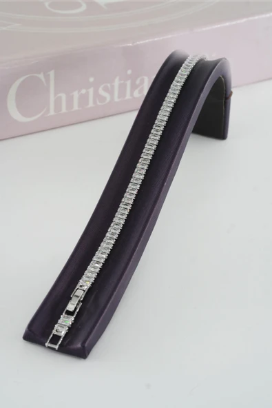 Kadın 316 L Çelik Vip Seri Antialerjik Baget Zirkon Taşlı Su Yolu Bileklik  Ölçüleri 17cm + 3 cm uzatma 6 MM Taş Boyutu ürün görseli