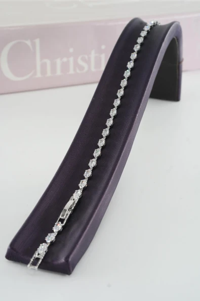 Kadın 316 L Çelik Vip Seri Antialerjik Baget Zirkon Taşlı Su Yolu Bileklik  Ölçüleri 17cm + 3 cm uzatma 6 MM Taş Boyutu ürün görseli