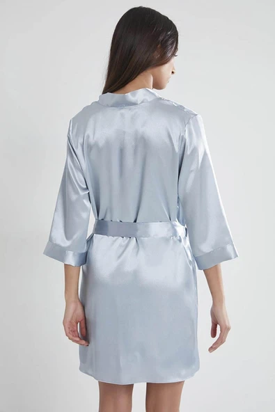 Pierre Cardin Saten Kısa Tek Sabahlık 1010 Mist - 4