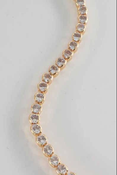 Kadın 316 L Çelik Vip Seri Antialerjik Baget Zirkon Taşlı Su Yolu Bileklik  Ölçüleri 17cm + 3 cm uzatma - Resim 2