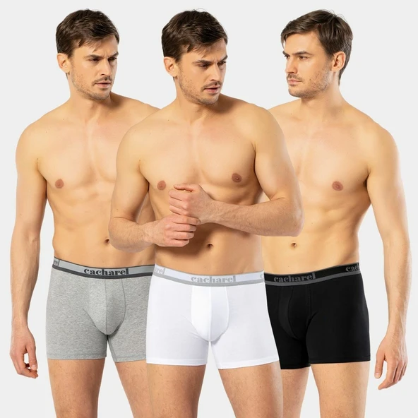 Cacharel Erkek 3'lü Boxer 1338/Siyah-Gri-Beyaz