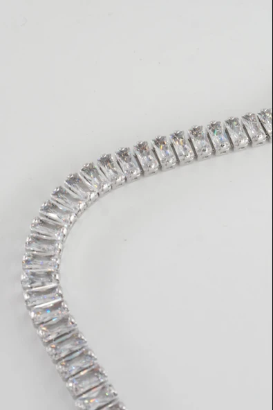 Kadın 316 L Çelik Vip Seri Antialerjik Baget Zirkon Taşlı Su Yolu Bileklik  Ölçüleri 17cm + 3 cm uzatma 6 MM Taş Boyutu - Resim 3