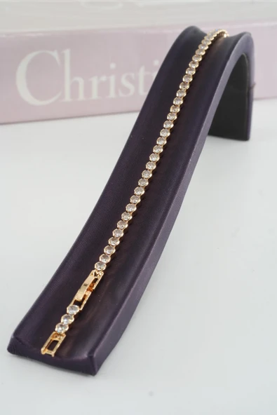 Kadın 316 L Çelik Vip Seri Antialerjik Baget Zirkon Taşlı Su Yolu Bileklik  Ölçüleri 17cm + 3 cm uzatma ürün görseli