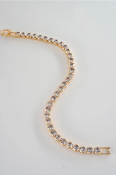 Kadın 316 L Çelik Vip Seri Antialerjik Baget Zirkon Taşlı Su Yolu Bileklik  Ölçüleri 17cm + 3 cm uzatma - Resim 4