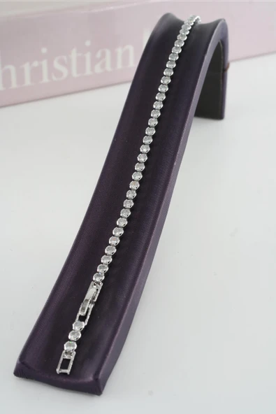 Kadın 316 L Çelik Vip Seri Antialerjik Baget Zirkon Taşlı Su Yolu Bileklik  Ölçüleri 17cm + 3 cm uzatma ürün görseli