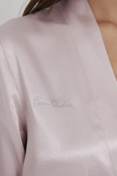 Pierre Cardin Saten Kısa Tek Sabahlık 1010 Pudra - 2