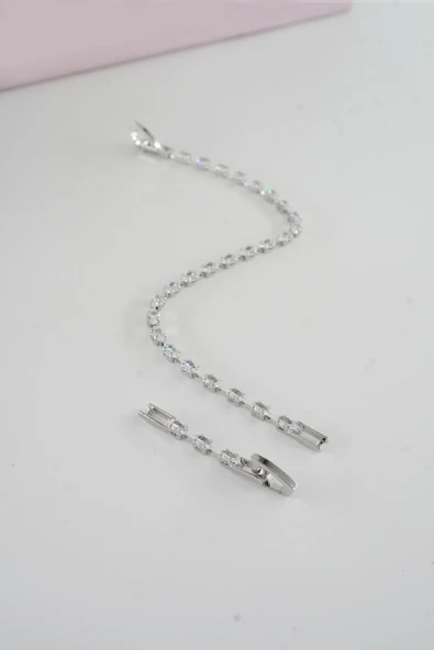 Kadın 316 L Çelik Vip Seri Antialerjik Baget Zirkon Taşlı Su Yolu Bileklik  Ölçüleri 17cm + 3 cm uzatma 6 MM Taş Boyutu - Resim 3