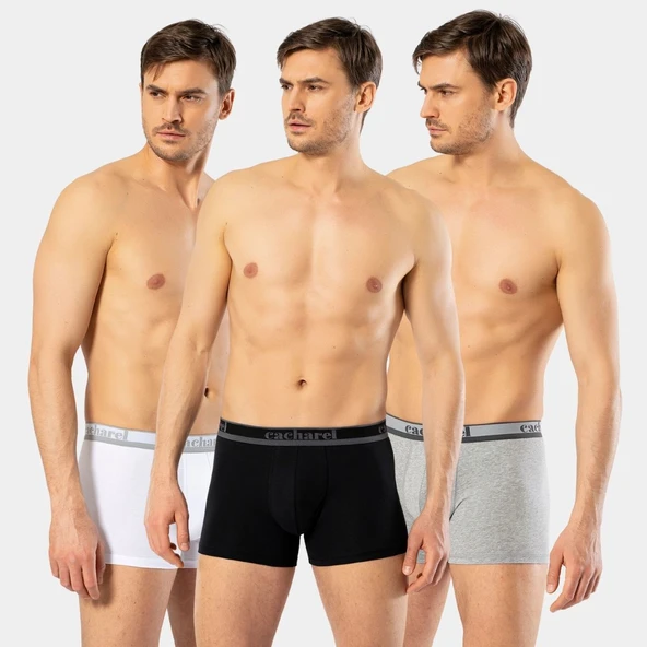 Cacharel Erkek 3'lü Boxer 1337/Beyaz-Gri-Siyah
