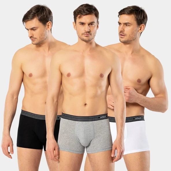 Cacharel Erkek 3'lü Boxer 1320/Beyaz-Siyah-Gri