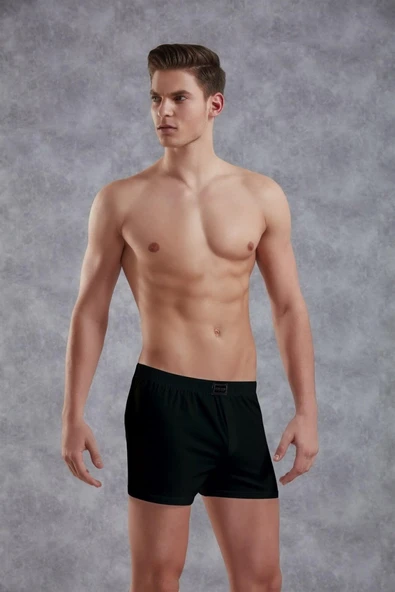 Doreanse Siyah Erkek Pamuk Düğmeli Normal Paça Boxer 1511