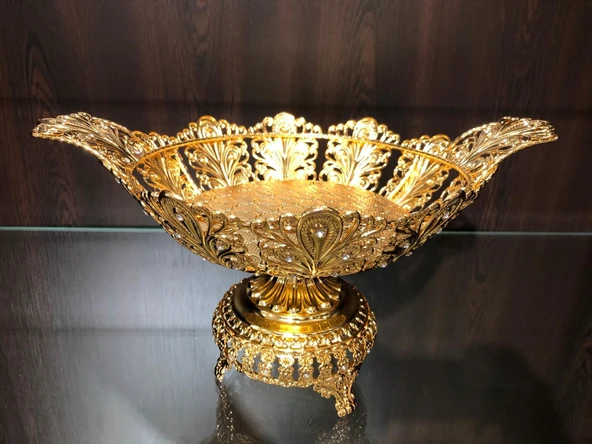 Gold Kristal Taşlı Ayaklı Gondol Çikolatalık LKM-414