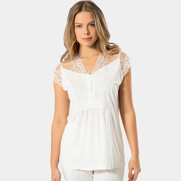 Türen Kadın Lohusa Pijama Takımı 3294/Krem - 2