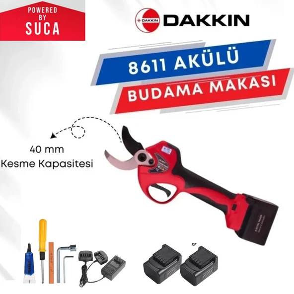DK 8611 40mm 21V 4Ahx2Ad 8sa 1.3kg Led Ekran Kablosuz Akülü Budama Makası - Resim 2