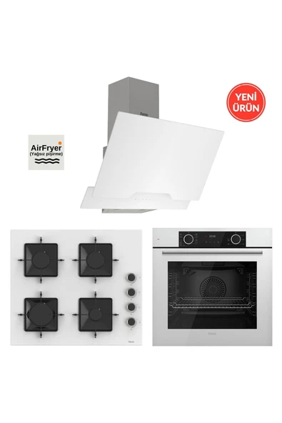 Ferre Fryart Hava Fritözü Fonksiyonlu Beyaz 3'lü Ankastre Set ( Xe63cb-SS206-D064 ) ürün görseli 1