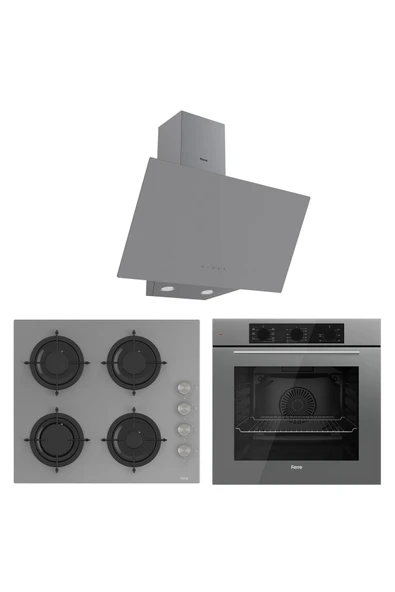 Ferre Soft Line Basic Gri Ankastre Set ( QBL62CPR+CS208+D079 )