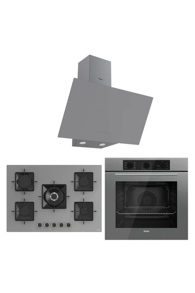 Ferre SS Serisi Gri 5 Gözlü Ankastre Set ( QBL62CPR-SS038-D079 ) ürün görseli 1