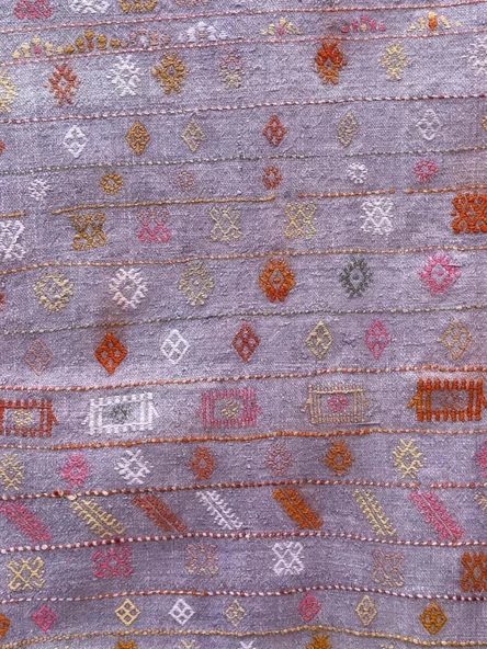 102x140 cm Türk Vintage Halı, El Dokuma Pıtrak Desenli Yün Anadolu Kilim, Ev Dekorasyonu çin Doğal Halı, Boho Stil Kilim - 6