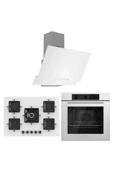 Ferre SS Serisi Beyaz 5 Gözlü Ankastre Set ( QBL62CB-SS036-D064 ) ürün görseli 1