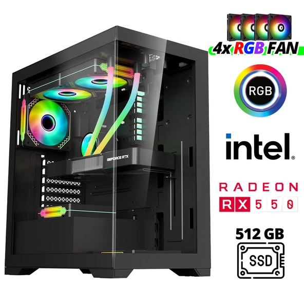 Xaser Xsr968 i5 3470 16GB Ram 512GB SSD 4GB RX550 23.8" Curved Masaüstü Oyuncu Bilgisayarı - Resim 2