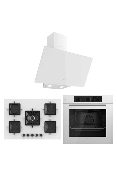 Ferre SS Serisi Beyaz 5 Gözlü Ankastre Set ( QBL62CB-SS036-D078 ) ürün görseli 1