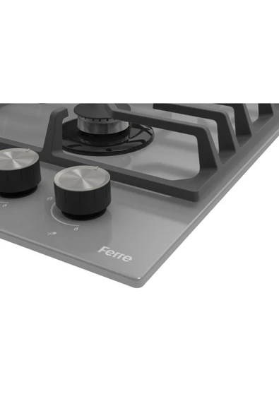 Ferre Nt 028 Gri Wok Gözlü 60 Cm Döküm Izgaralı Önden Düğmeli Cam Ocak - 4