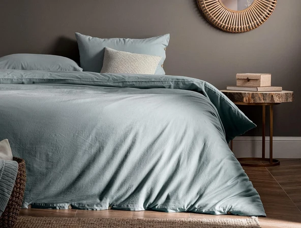 Madame Coco NT0000000111 Mer King Size Yıkamalı Linen Nevresim Takımı, Mavi - 2