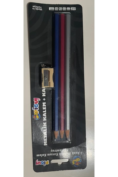 pigui PİGUİ METALİK KURŞUN KALEM KALEMTRAŞ HEDİYELİ 3 lü SET - 2