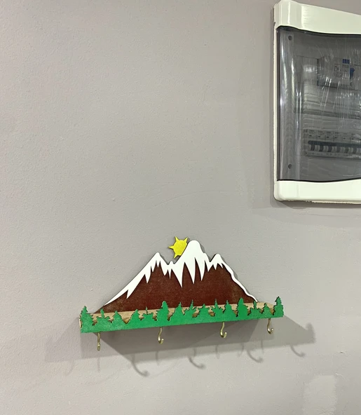 Binnex Anahtarlık Askısı Dağ Temalı Doğal Ahşap Tasarım - 2