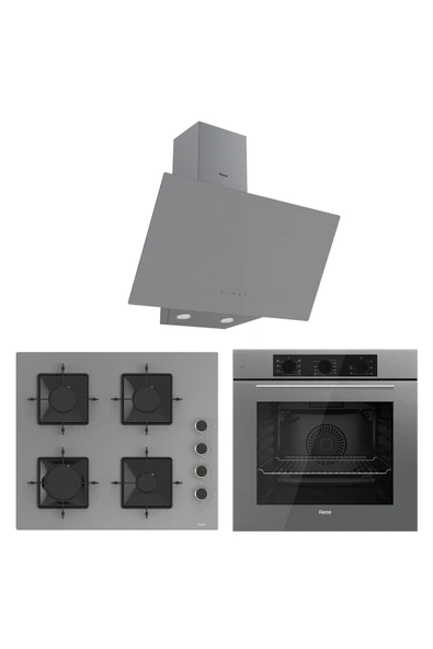 Ferre Elegant Line Basic Gri Ankastre Set ( QBL62CPR-SS208-D079 ) ürün görseli 1