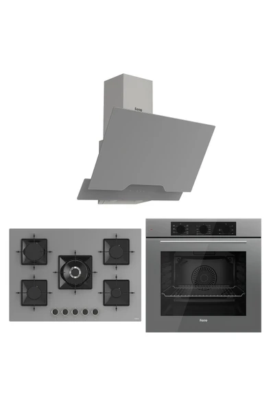 Ferre SS Serisi Gri 5 Gözlü Ankastre Set ( QBL62CPR-SS038-D065 ) ürün görseli 1