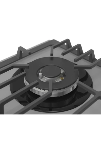 Ferre Nt 028 Gri Wok Gözlü 60 Cm Döküm Izgaralı Önden Düğmeli Cam Ocak - 3