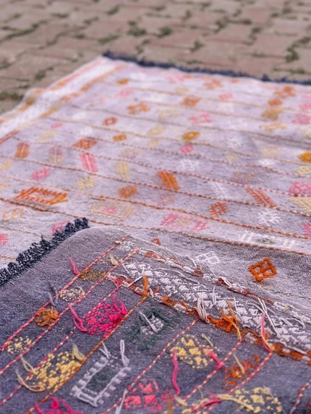 102x140 cm Türk Vintage Halı, El Dokuma Pıtrak Desenli Yün Anadolu Kilim, Ev Dekorasyonu çin Doğal Halı, Boho Stil Kilim - 2